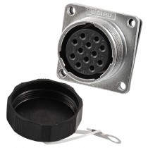 24mm Base 12 Pins Alumnium Shell Cable Aviation Connector Plug AC 500V 10A