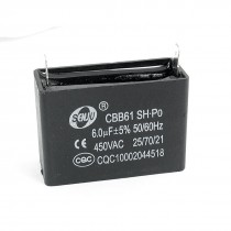 CBB61 6uF Rectangle Ceilling Fan Polypropylene Film Capacitor AC 450V
