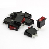 10pcs AC 250V/10A 125V/15A 2-Pin SPST I/O Red Button Snap in Rocker Switch