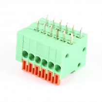 6 Pin Plastic Shell PCB Screwless Terminal Block Green 6P