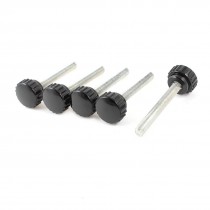 Black 8mm Male Thread Dia Thumbscrew Grip Knurled Knobs 5 Pieces