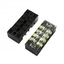 2pcs 600V 15A 4 Position 2 Rows Barrier Screw Terminal Strip Block w Cover