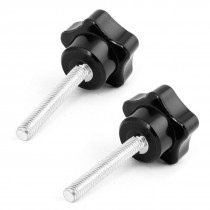 M6 x 40mm Male Thread Metal Clamping Star Knob Grip Black Silver Tone 2 Pcs