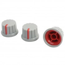 3PCS Nonslip Potentiometer Pots Control Knobs 6mm Hole 19mm Top Gray Red