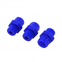 3/4" Male Threaded Blue Plastic Pneumatic Straight Connector Fitting 3 Pcs