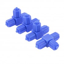 4 x Pneumatic 0.12" to 0.12" One Touch Connector T Joint Quick Fitting Blue