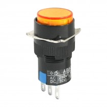 Orange Top SPDT Momentary Round Push Button Switch AC250V/3A DC30V/5A