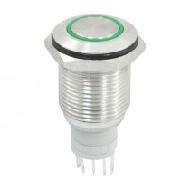 16mm Dia Green Ring LED Light 12V Stainless Momentary SPDT Button Switch