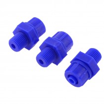 12 5mm Threaded Blue Plastic Air Straight Pipe Connector Fitting 3 Pcs