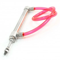 10mm Bore 50mm Stroke 1.0Mpa Pneumatic Cylinder w Clear Red 6x4mm PU Tube