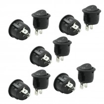 10 Pcs SPST I/O ON/OFF Round 2 Position Rocker Switch 6A 250VAC 10A 125VAC