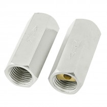 1/4" PT Female Thread Silver Tone Straight One Way Check Valve 2 Pcs