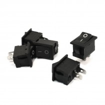 5 Pcs 6A 250VAC 10A 125VAC SPST ON/OFF 2 Position Black Snap in Rocker Switch