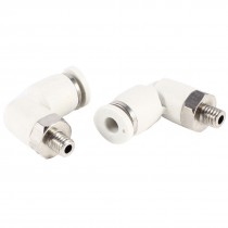 2 Pcs Pneumatic 4mm to 5mm Male Thread One Touch Elbow Quick Fittings