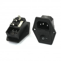 Panel Mount Fuse Holder IEC320 C14 Inlet I/O Black Button Power Socket 2 Pcs