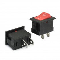 6A 250VAC 10A 125VAC Red Button SPST 2 Pin Snap in Mount Rocker Switch 2Pcs
