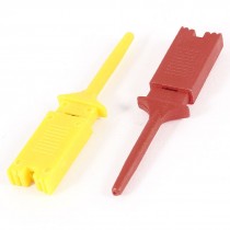 2 Pcs Yellow Red Plastic Electrical Lead Wire Cable Test Testing Hook Clip