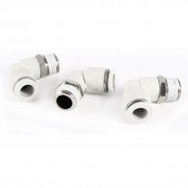 3 Pcs Pneumatic 10mm to 3/8" PT Male Thread 90 Degree Quick Fittings White