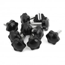 10 Pieces M8 x 30mm Male Thread 32mm Hex Shaped Head Clamping Screw Knob Black