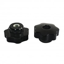 2pcs Black Plastic 50mm Head Diameter 7 Arm Star Clamping Knobs M10