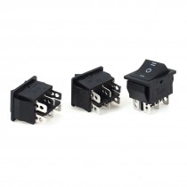 AC 250V/15A 125V/20A 6 Pin DPDT Snap in on/off/on Electrical Rocker Switch 3 Pcs