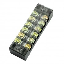Clear Plastic Cover 400V 15A Dual Row 6 Pole Barrier Terminal Strip Connector