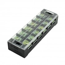 600V 45A 6 Position Covered Dual Row Screw Terminal Barrier Block
