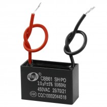 CBB61 Model 2uF AC 450V 2-Wire Rectangle Non Polar Motor Capacitor