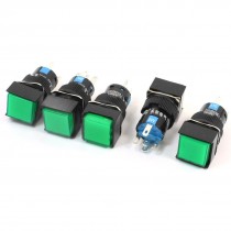 Green Button Momentary Pushbutton Switch SPDT AC 250V/220V 5A 5 Pcs