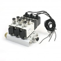 AC110V 5 Way Triple Solenoid Valve 4V110 06 w Base Push in Connector Silencer