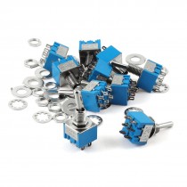 AC 250V/125V 3A/6A 6 Terminals 2 Position On/On DPDT Toggle Switch 10 Pcs