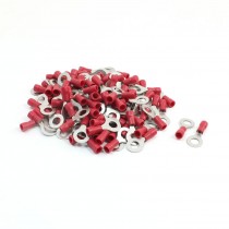 100PCS RV1.25-6 Electric Wring Ring Red Plastic Insulating Crimp Terminals