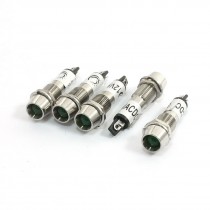 DC 12V 7.5mm Thread Green Pilot Lamps Indicator Signal Light 5 Pcs