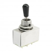 Chrome Box Case Black Knob 3 Way Closed Toggle Switch for Electric Guitar