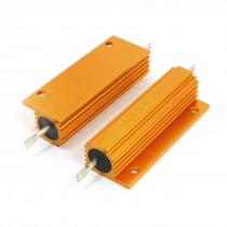 2pcs Chassis Mounted Gold Tone Aluminum Clad Resistors 100W 4.7K Ohm