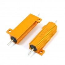 2 Pcs Gold Tone Axial Lead Aluminum Housed Resistor 50W 50 Ohm 5%