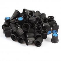 50Pcs Blue Black Plastic 6mm Shaft Insert Dia. Electrical Rotary Knobs
