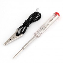 DC6-12V Auto Voltage Volt Tester Pen Red Clear Plastic Handle w Black 84cm Cable