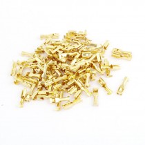 100 Pcs Gold Tone 3mm Wide Female Spade Crimp Terminal Connectors