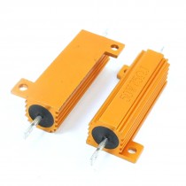 2 Pcs Gold Tone Axial Lead Aluminum Housed Resistor 50W 75 Ohm 5%