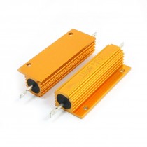 100W 8 Ohm Axial Gold Tone Heatsink Aluminum Clad Resistor 2Pcs