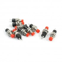 10Pcs Red Cap SPST Momentary Mini Pushbutton Switch DC 50V 0.3A