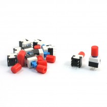 10 Pcs 8 x 8 x 17mm Round Cap Panel Latching Push Button Tact Switch
