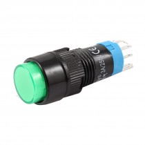 AC 250V 3A SPDT 5 Pin Soldering Momentary Green Round Push Button Switch