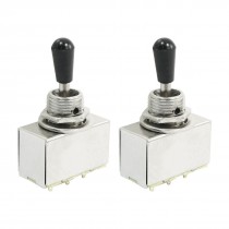 2 Pieces Panel Mount Black Knob Chrome Box 3 Way Toggle Switch for Electric Guit