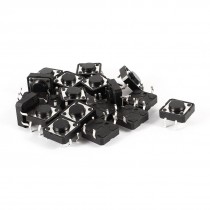 20 PCS 12mmx12mmx5mm Round Button 4 Pin Momentary Tact Tactile Switch Black
