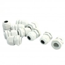 10 Pcs PG25 16-21mm Cable Range White Waterproof Cable Glands Wiring Connectors