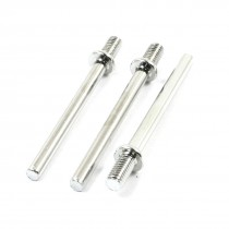 3pcs Silver Tone 57mm Long 4mm Dia 5mm Thread Diameter Steel Wheel Axle