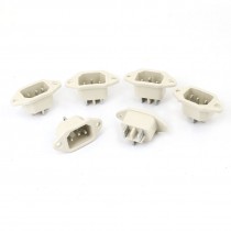 AC 250V 10A IEC 320 C14 Male Plug 3P Screw Type Power Inlet Socket White 6 Pcs