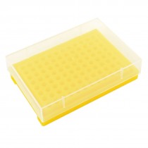 Yellow Plastic 96 Tubes Rack Holder w Cover for 0.2ML Centrifuge Tube